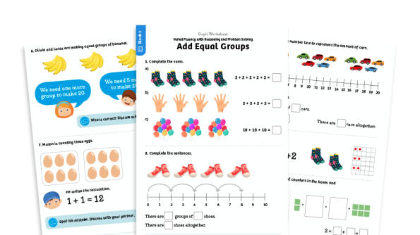 Image of White Rose Maths: Year 1 Summer Term – Block 1: Add equal groups maths worksheets