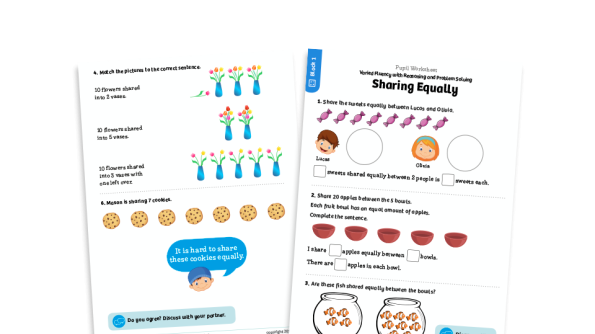 Image of White Rose Maths: Year 1 Summer Term – Block 1: Sharing equally maths worksheets