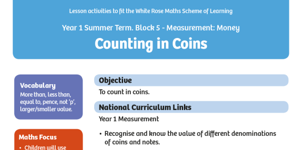 White Rose Maths: Year 1 Summer Term – Block 5: Counting in coins maths ...