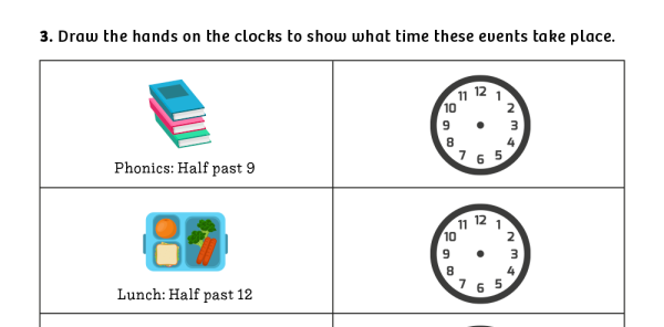 White Rose Maths: Year 1 Summer Term – Block 6: Time to the half hour ...