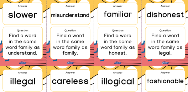 Y3 Grammar Game - Loop Cards - Word Families | Plazoom