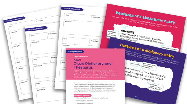 Image of KS2 Writing Templates - Class Dictionary and Thesaurus