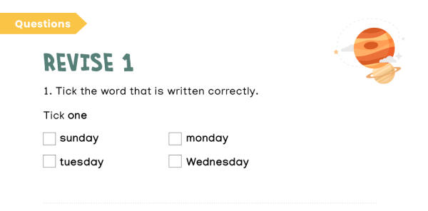 1.4b Year 1: Use a capital letter for names of people, places, the days ...